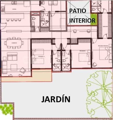 Depto en PB de 194 m2 habitables mas 150 m2 de patio y jardín propio