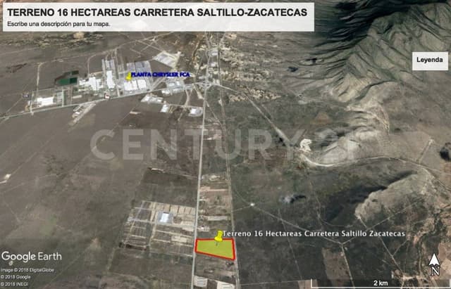 TERRENO DE 16.1 HECTAREAS CERCA CHRYSLER DERRAMADERO COLINDANTE VIA FERROCARRIL