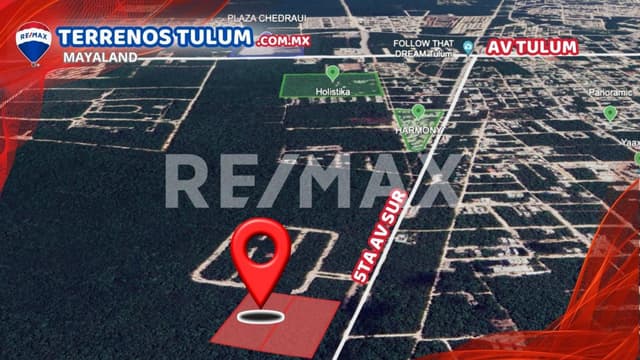 En venta 2 hectareas en la 5ta Av de Tulum a 4.5 km de la playa
