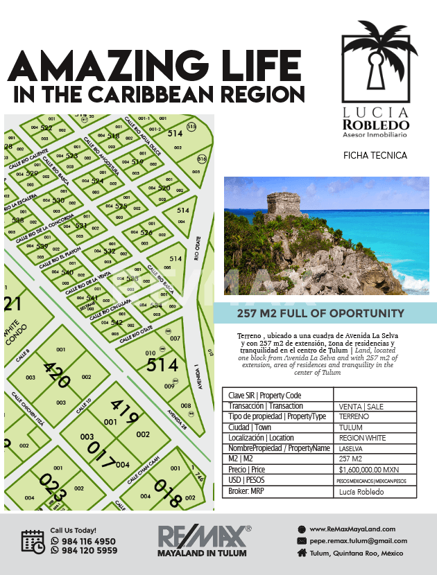 VENTA TERRENO AVE LA SELVA 257M2