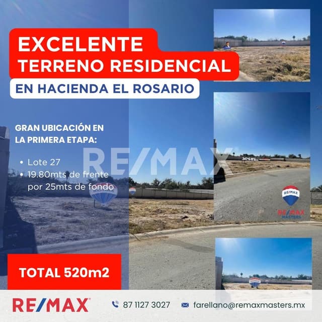 Excelente Terreno Residencial en Hacienda del Rosario