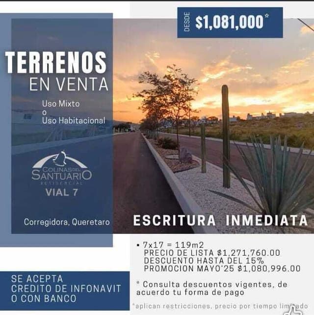 Venta de Terreno de uso habitacional o mixto