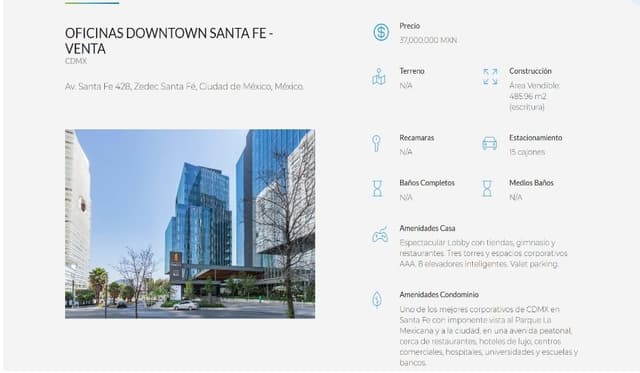 Oficina en venta en Santa Fe Cuajimalpa