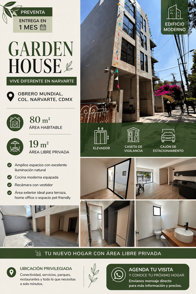 Garden House en Preventa/entrega inmediata en Narvarte