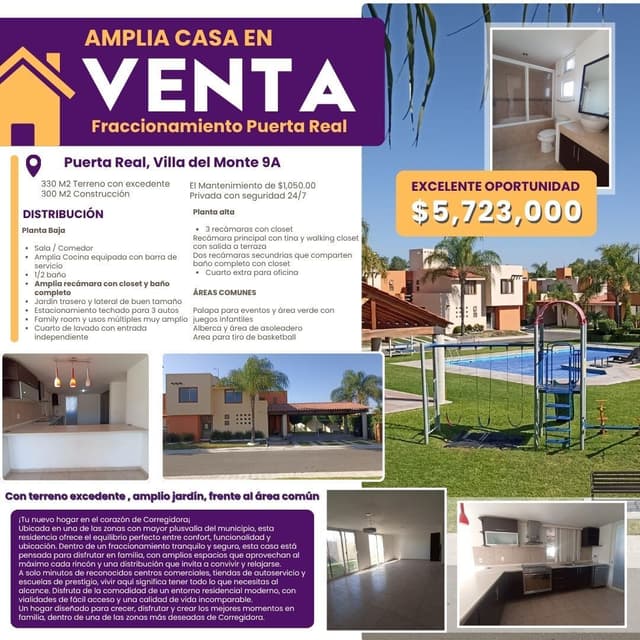 AC Amplia y hermosa casa en Venta
