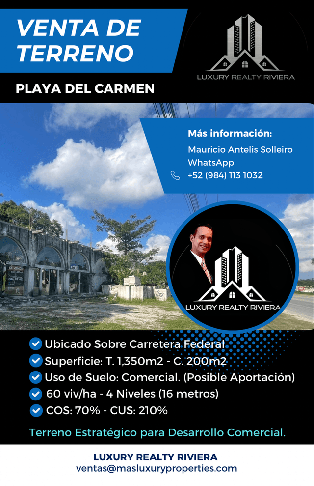 Terreno Estratégico para Desarrollo Comercial, Localizado en la Zona con Mayor Tránsito de Playa del Carmen.