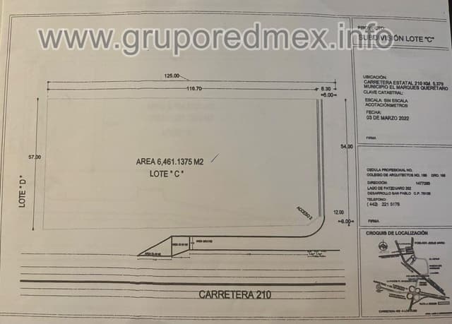 Terreno Comercial en venta a pie de Carretera El Marques, Querétaro