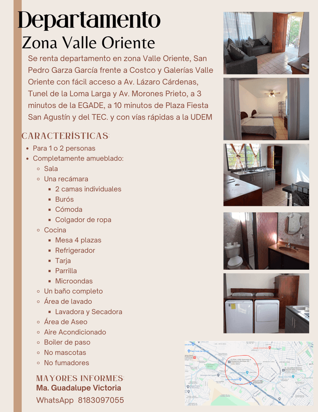 Departamento Zona Valle Oriente