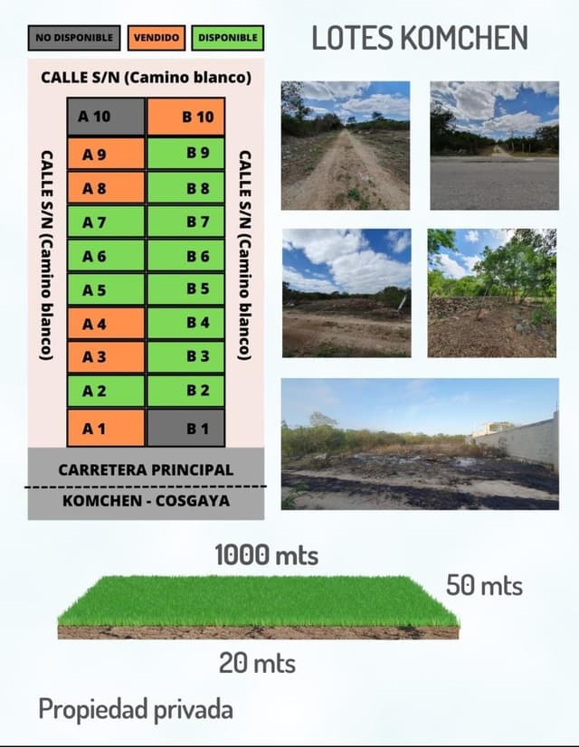 Lotes rústicos en venta en Pueblo Komchén, a muy pocos metros de la carretera