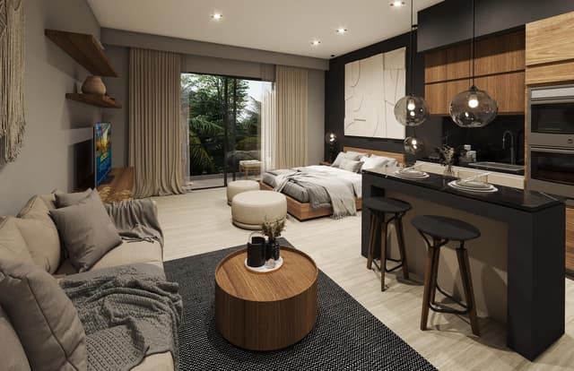 Sofisticado estudio con balcón con vistas al mar en Playa del Carmen