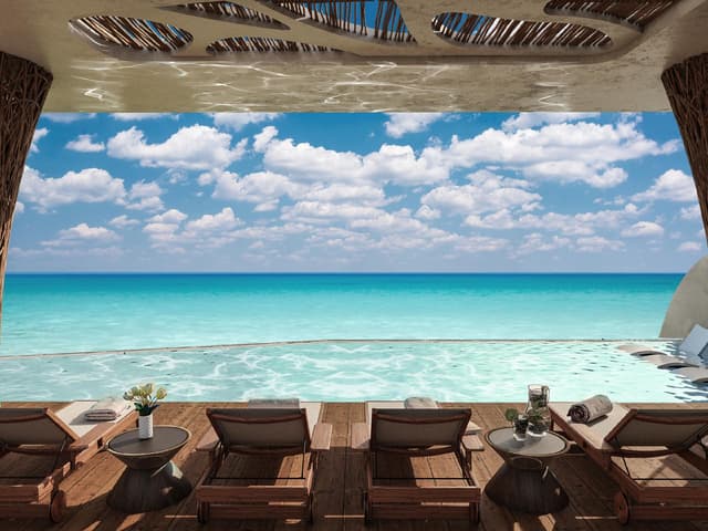 Lujoso Apartamento de 1 Dormitorio con Terraza y Vista al Mar en Residencias Tankah Bay