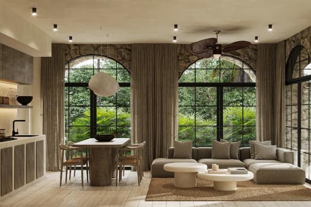 Impresionante Apartamento de 2 Recámaras con Terraza y Vistas al Amanecer en la Selva de Bahía Tankah