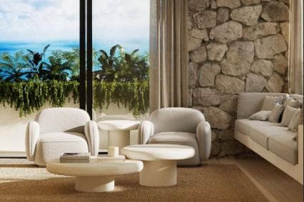 Impresionante Apartamento de 2 Recámaras con Terraza y Vistas al Amanecer en la Selva de Bahía Tankah