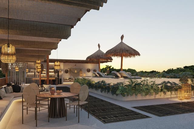 Tranquilo Estudio con Terraza Iluminada en Aldea Zamá