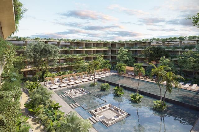 Estudio Tranquilo: Departamento con Terraza Expansiva y Jardines Exuberantes en Tulum