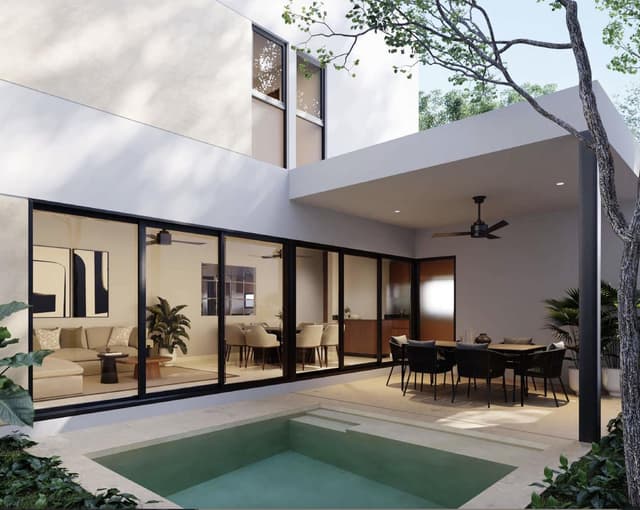 Moderna de 3 Recámaras con Habitación en Planta Baja, Conkal