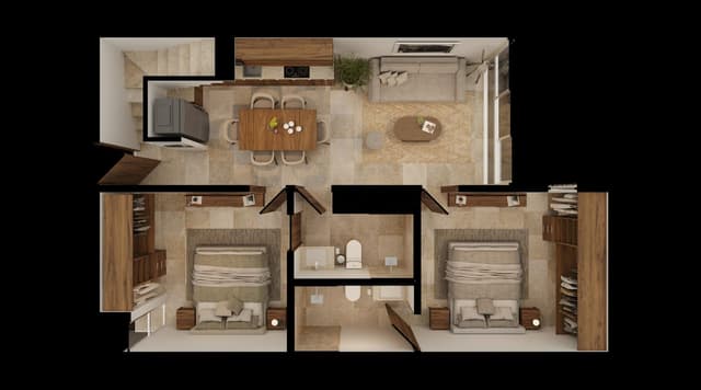 Departamento en venta en Conkal de 2 recamaras y rooftop, desarrollo de lujo