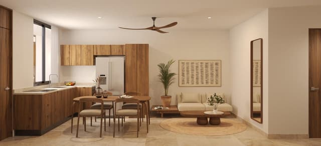 Departamento en venta en Conkal de 2 recamaras y rooftop, desarrollo de lujo