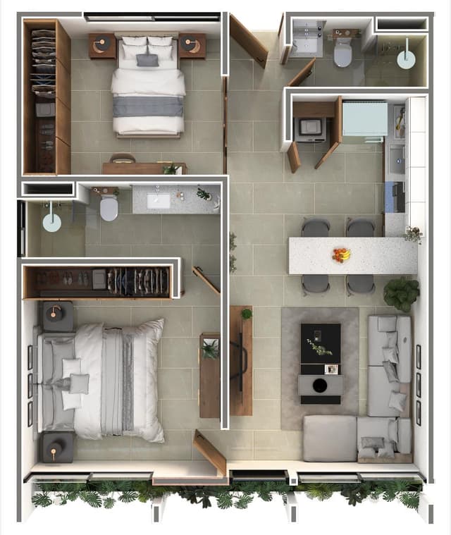 Departamento de dos habitaciones en Nikora Dzitya
