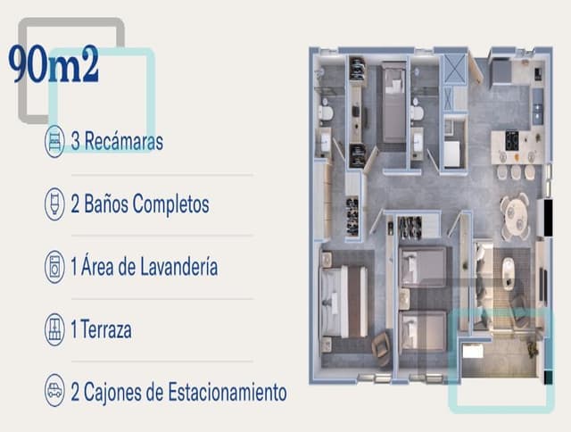 DEPARTAMENTO EN VENTA PEDREGAL DE LA HUASTECA ZONA SANTA CATARINA