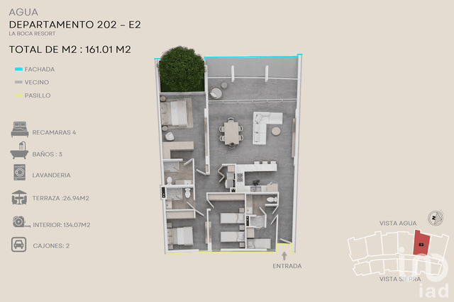 Departamento en resort de lujo a la orilla de Presa La Boca en Nuevo León 161 m²