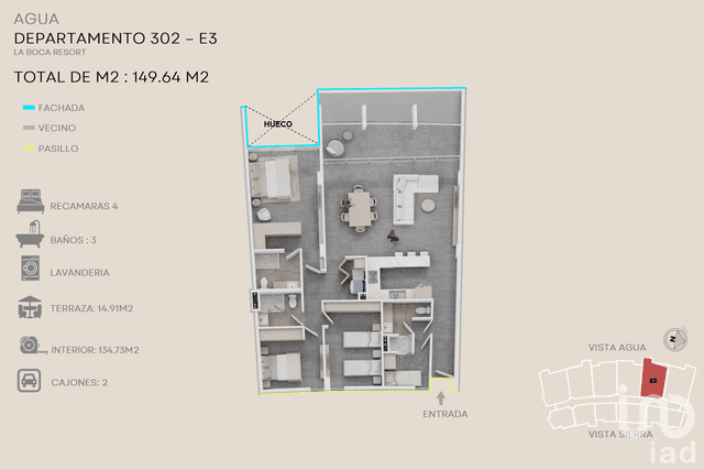 Departamento en resort de lujo a la orilla de Presa La Boca en Nuevo León 149.75 m²