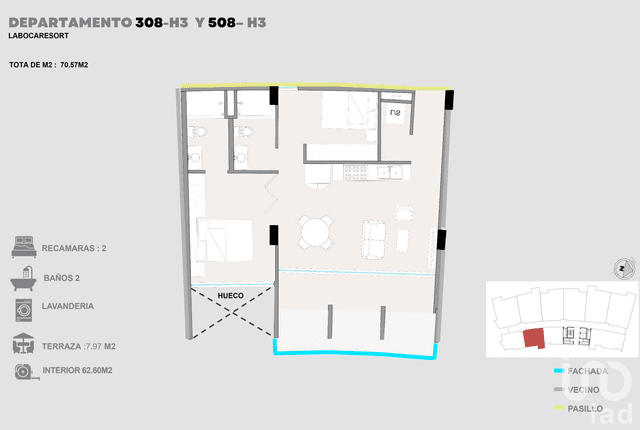 Departamento en resort de lujo a la orilla de Presa La Boca en Nuevo León 70 m²